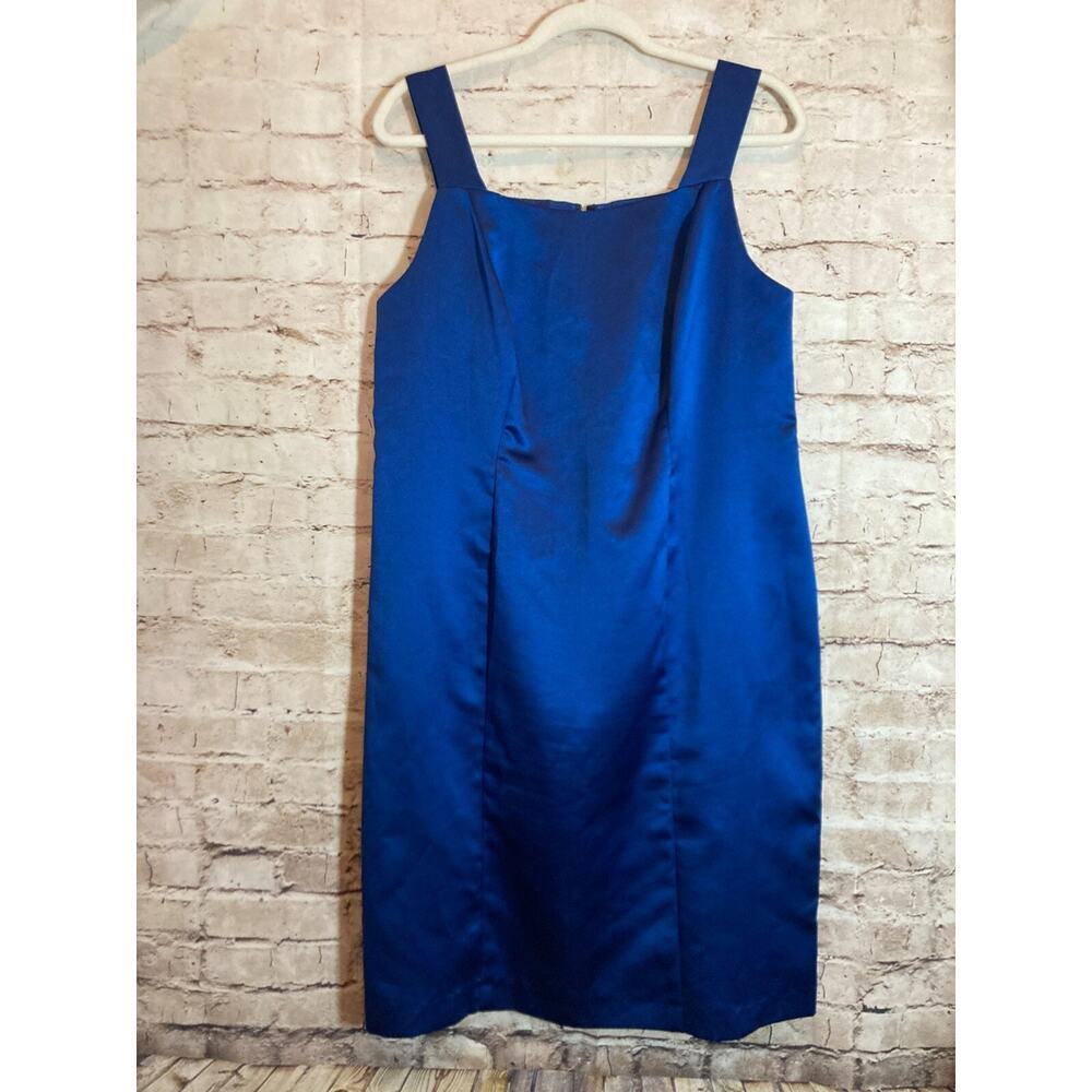 Vintage ONYX Nite By Wendye Chaitin Dress Womens 14‎ Satin Cobalt Party Evening